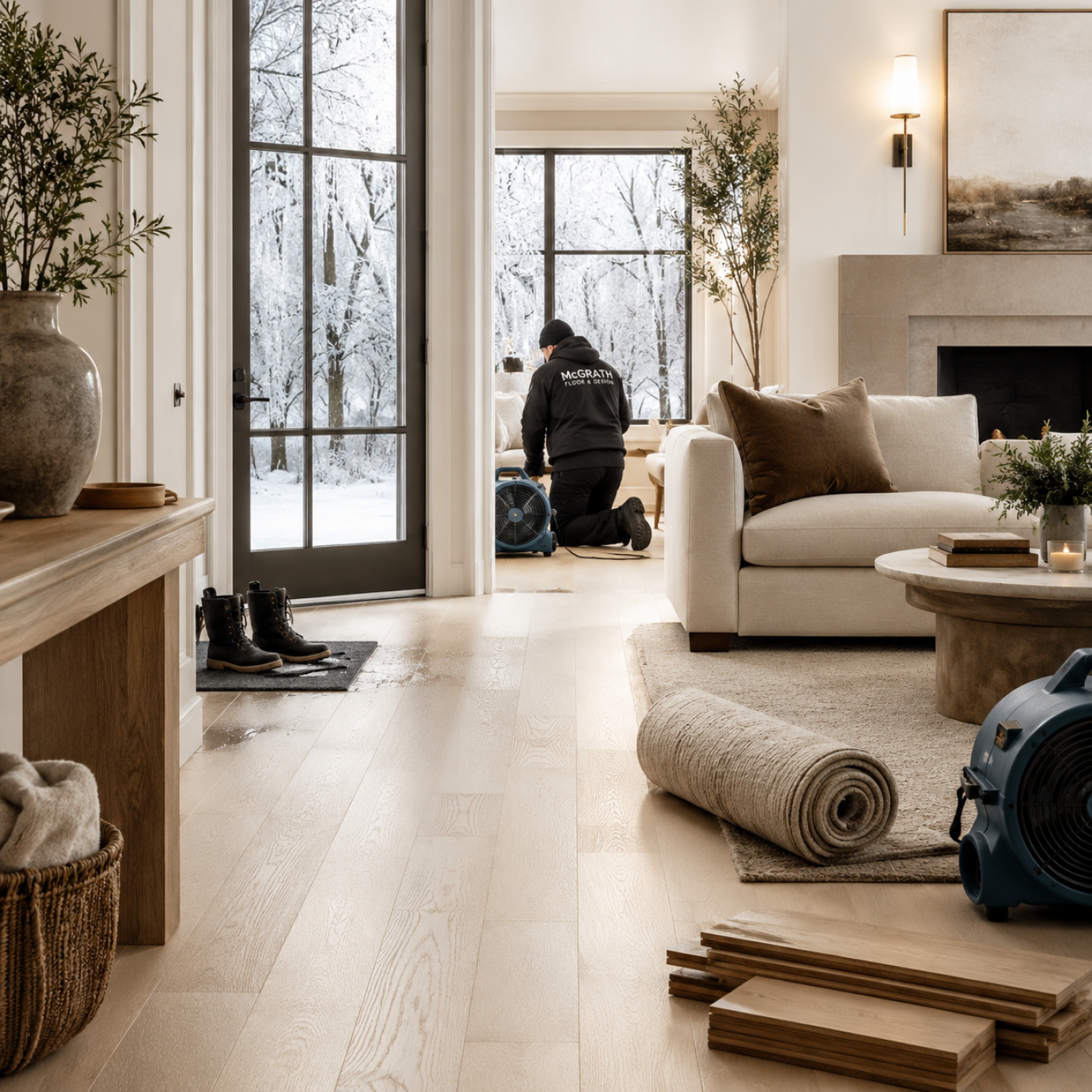 Winter restoration in a modern living room